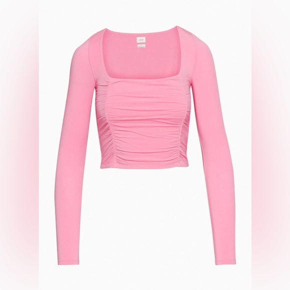 Wilfred Tops - NWT Aritzia Wilfred Lydia Square Neck Ruched Top in Poetic Pink- Size Large